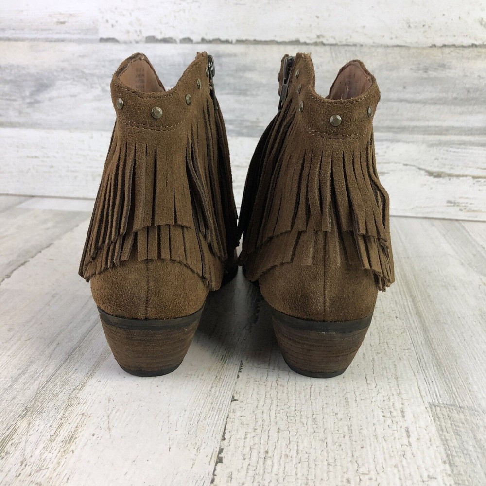 Minnetonka Bandera Brown Suede Ankle Boots Studded Fringe Zip 83013 Women’s Sz 8 - Picture 6 of 10